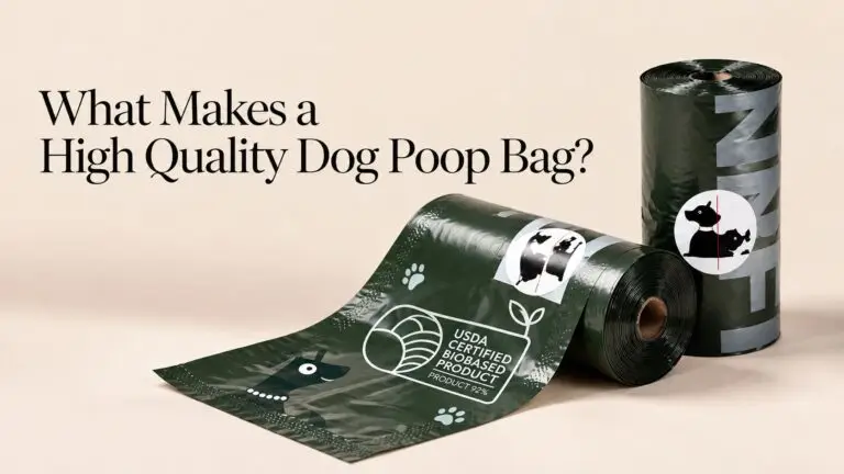 Close-up view of a durable dog poop bag showing thick material, strong sealing edges, and quality design