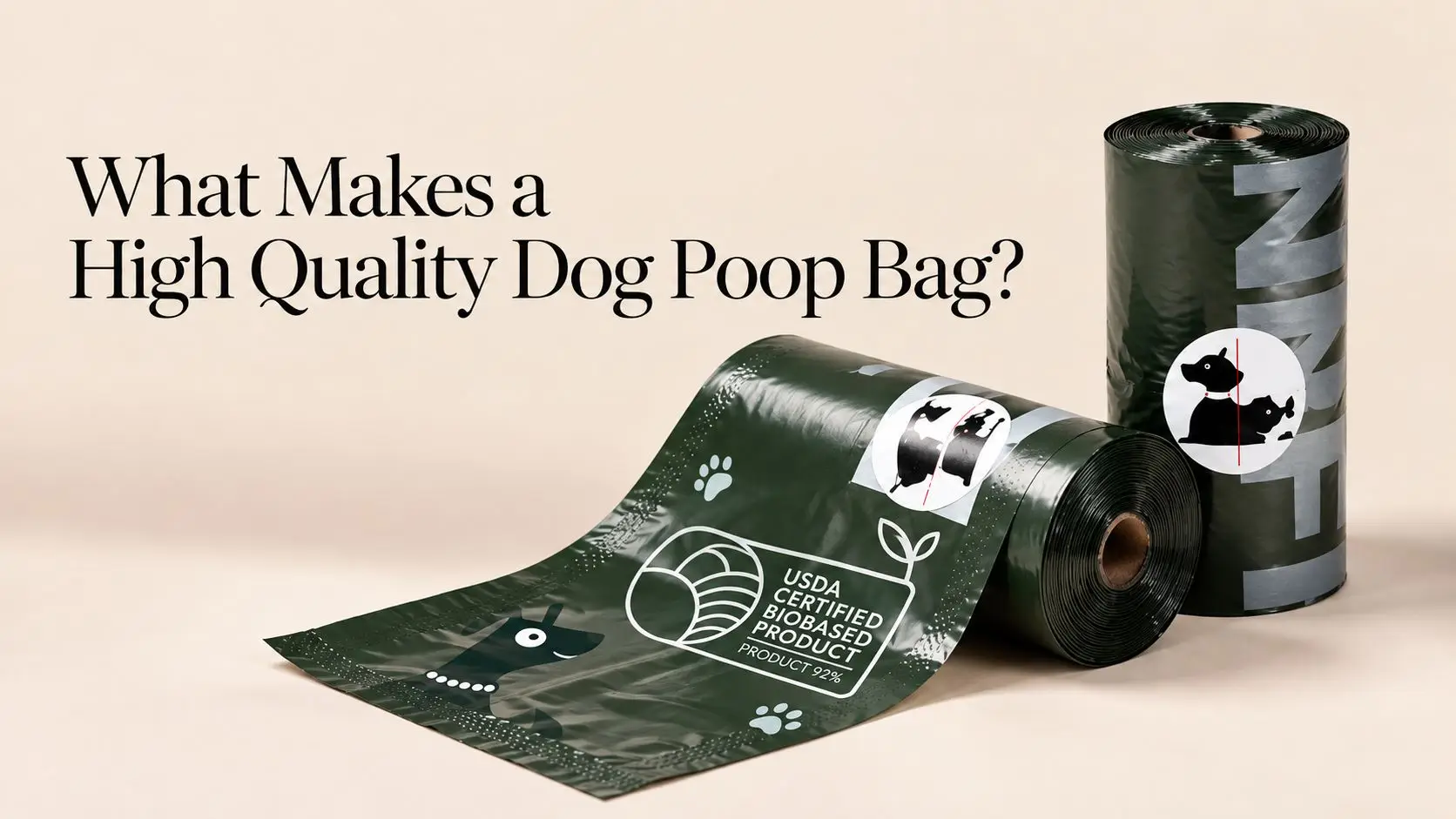 Close-up view of a durable dog poop bag showing thick material, strong sealing edges, and quality design