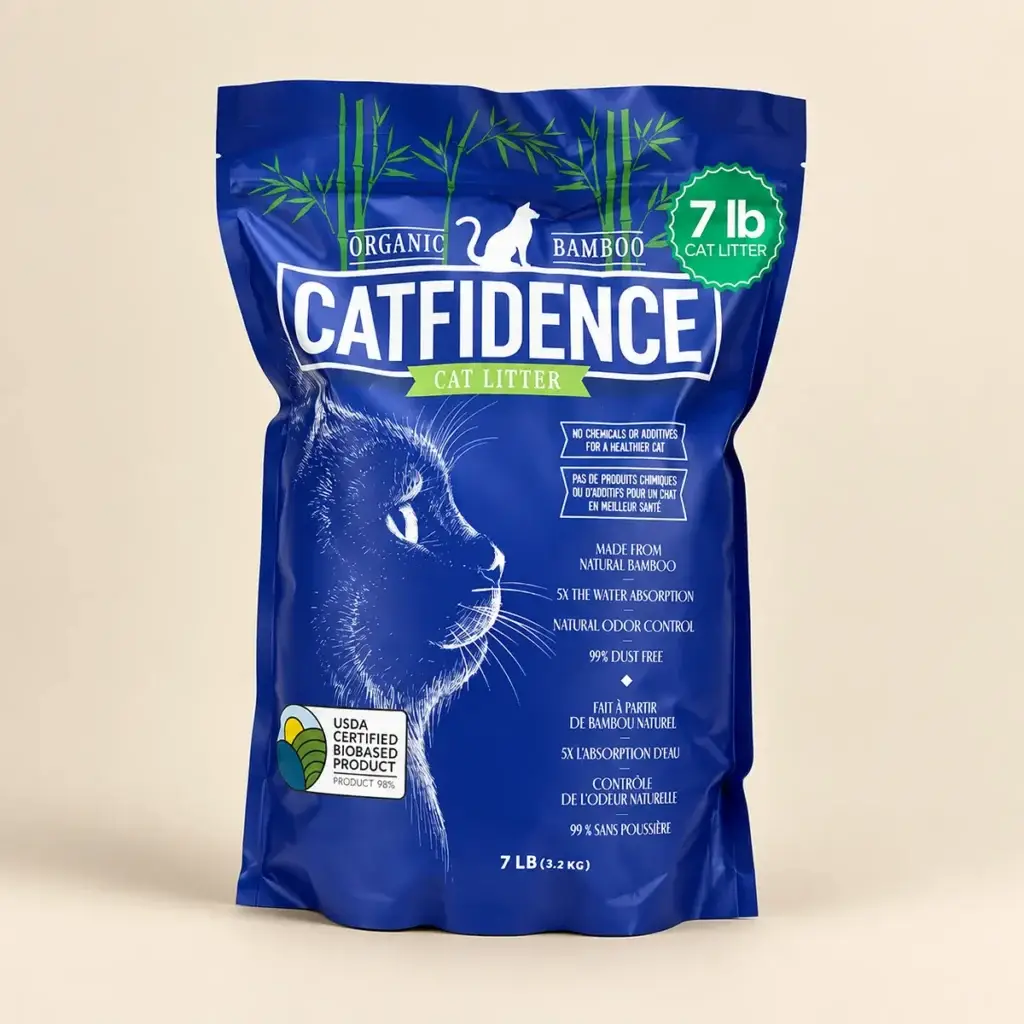 Catfidence 7 lb bamboo cat litter bag made with 98% plant-based materials